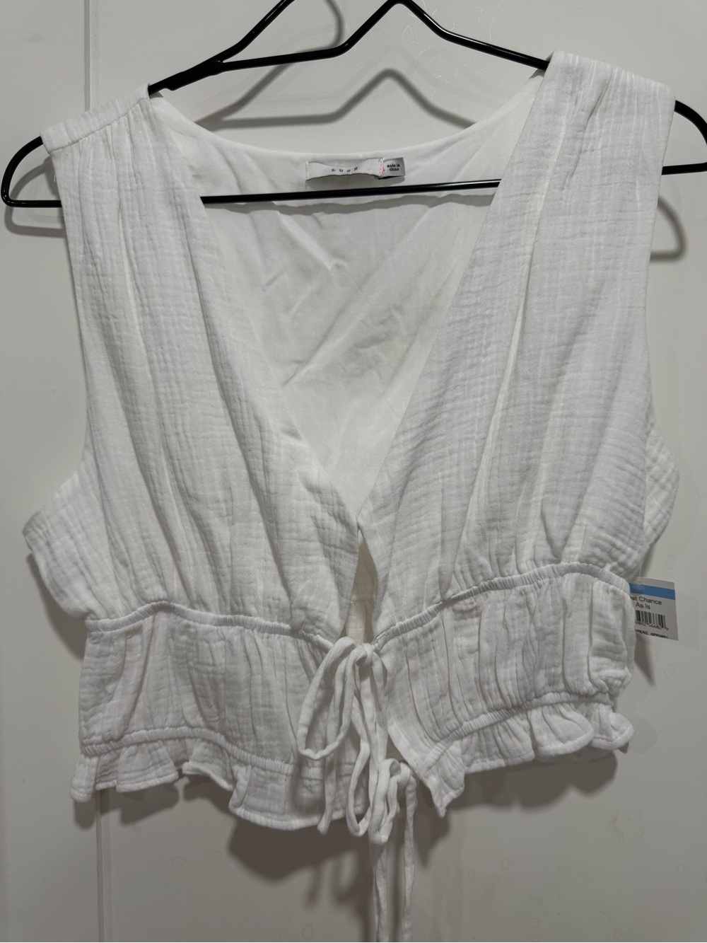 Lush White Sleeveless Tie-Front Cropped Top